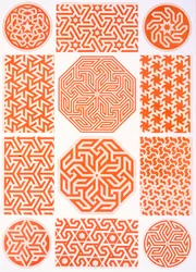 Decorazione in stucco: vari motivi geometrici, XIX secolo